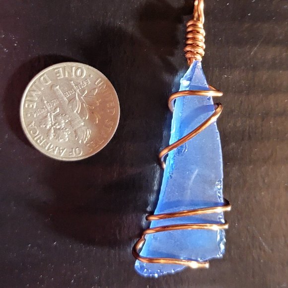 Blue Sea Glass Necklace - Picture 5 of 6